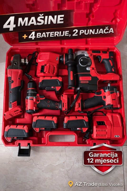 Aku set 4u1 4 mašine 4 baterije i 2 punjača