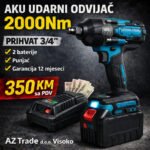Aku udarni odvijač 2000Nm, prihavt 3/4, teretni program