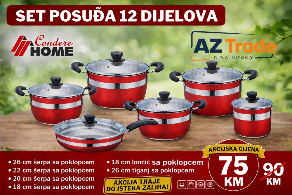 Condere Home: 12-dijelni Set Posuđa (Novo!)