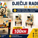 Dječiji radni sto sa alatima Drveni set za male majstore!