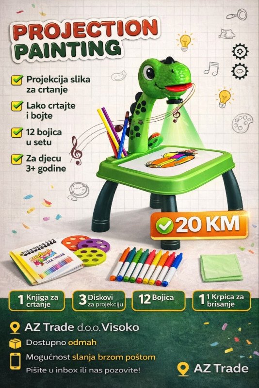 Dječiji stol za crtanje sa projektorom