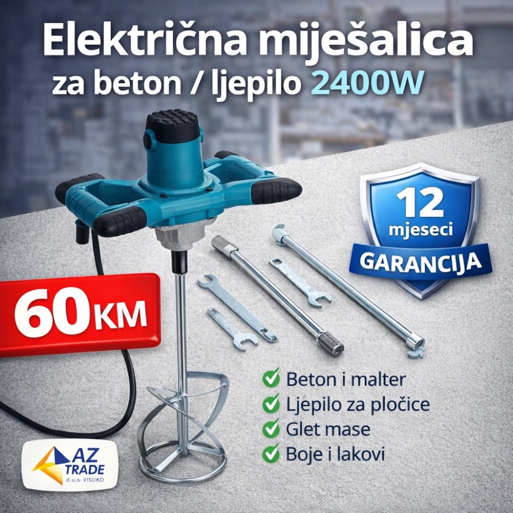 Električna miješalica 2400W mikser za ljepilo i malter