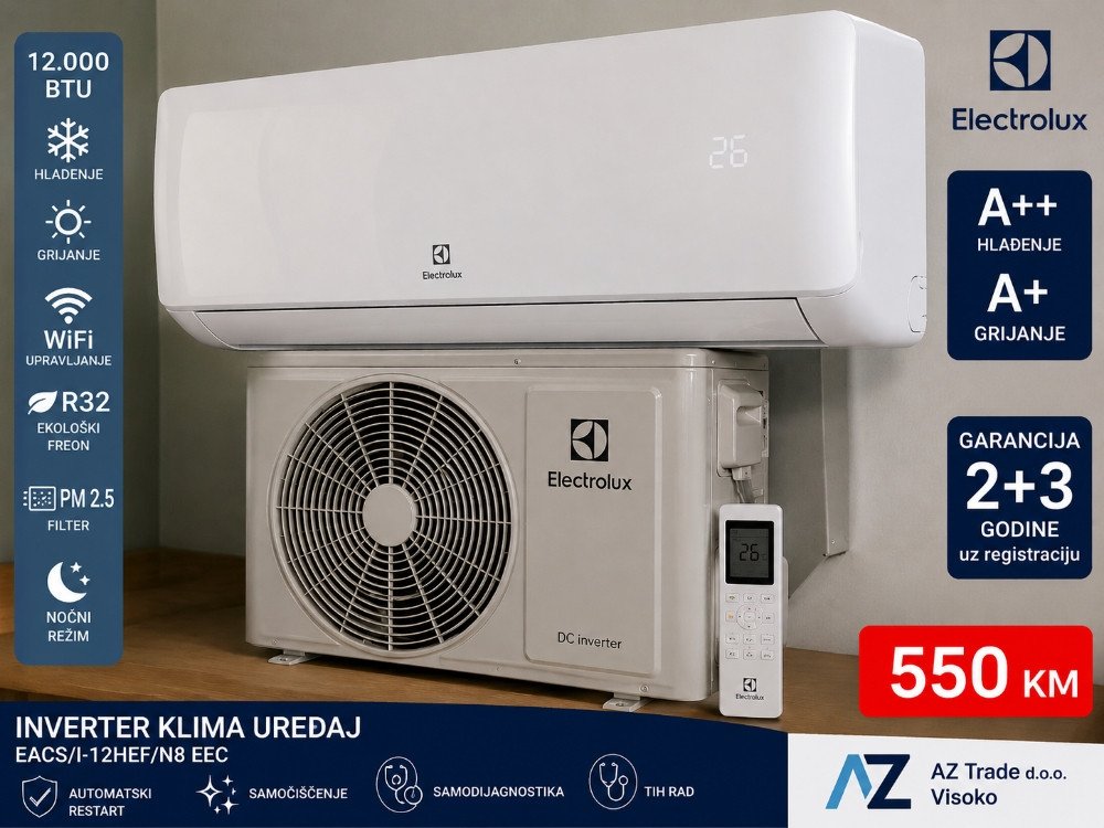 ELEKTROLUX, Klima 12000Btu, WiFi, R32, Inverter -15