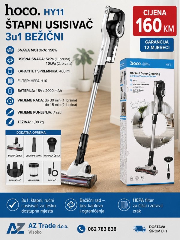 HOCO HY11, Bežični 3u1 Štapni Usisivač