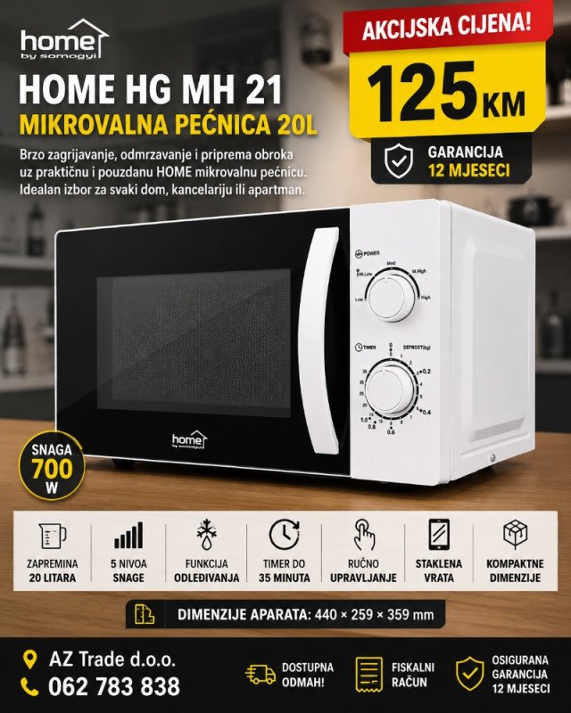HOME HG MH 21, MIKROVALNA PEĆNICA 20L