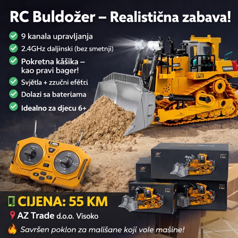 Igračka RC Buldožer na daljinsko upravljanje